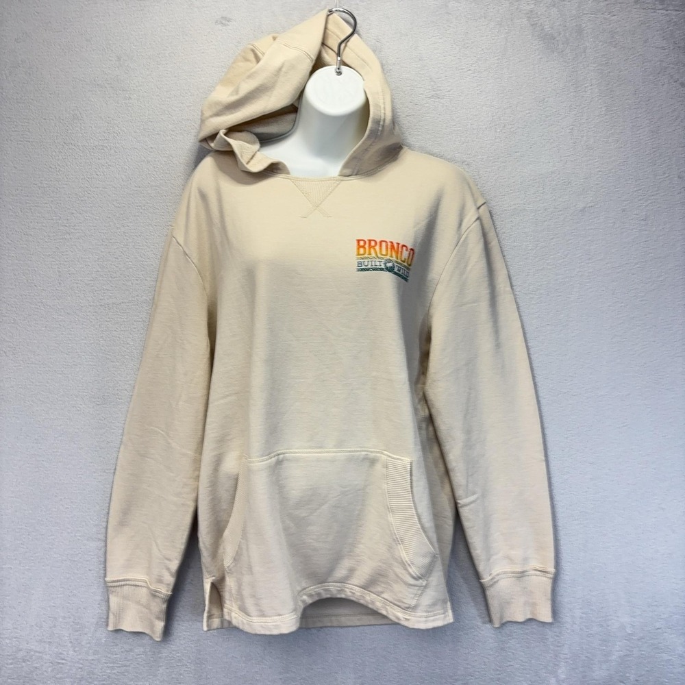 NWT FORD Bronco Built Wild Hoodie Sweatshirt Womens Medium Beige Fleece - Picture 2 of 11